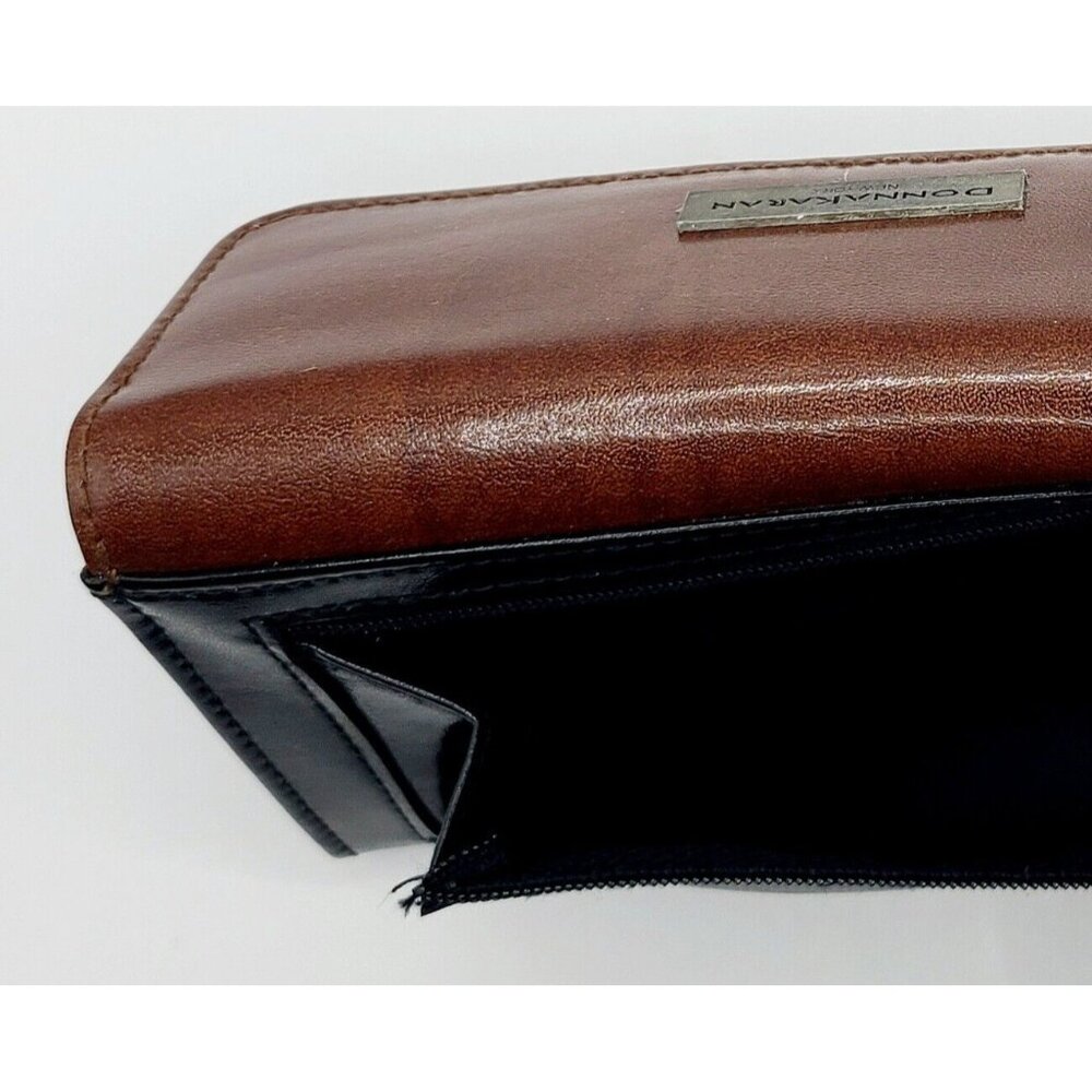 Donna Karan Wallet Clutch Leather Purse Black Brown Genuine Crafted Women's - Picture 4 of 8